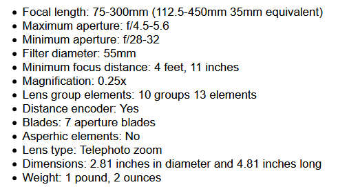 Sony 75-300mm Telephoto Zoom Lens - For Sony DSLR Cameras